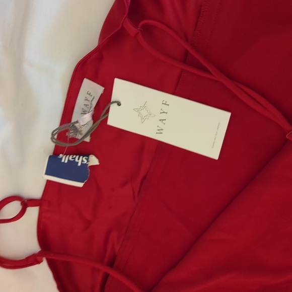 Wayf Red Sleeveless Spaghetti Strap Slip Midi Dress for Cocktail - Picture 7 of 11